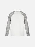 DAXUEN white and heather grey polka dot raglan long sleeve tee