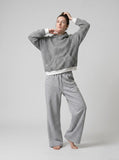 DAXUEN heather grey wide-leg fleece sweatpants — model photo