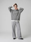 DAXUEN heather grey wide-leg fleece sweatpants — model photo