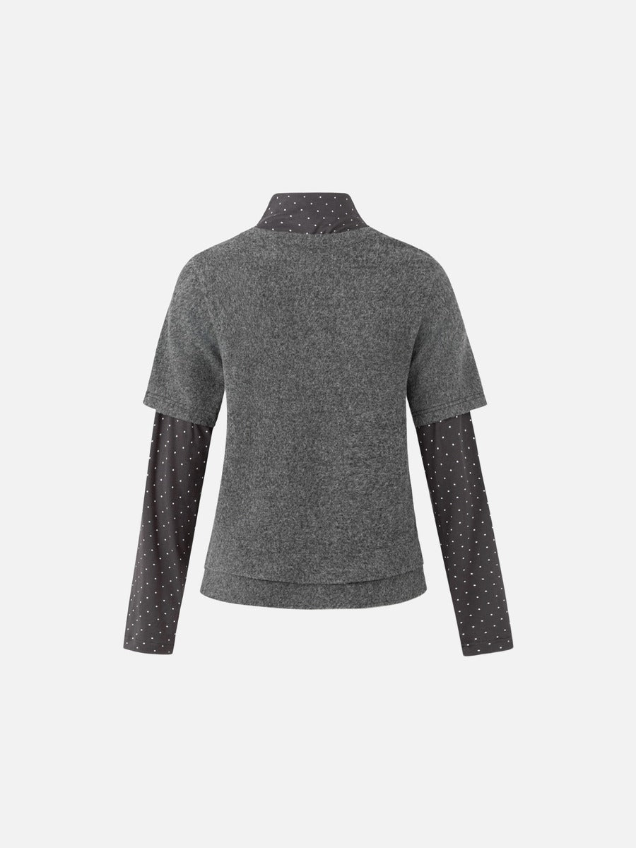DAXUEN heathered grey layered top with bow detail