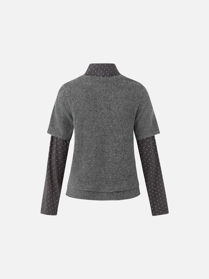 DAXUEN heathered grey layered top with bow detail