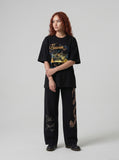 DAXUEN Oversized short-sleeved T-shirt with graphic design — model photo