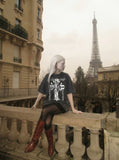 DAXUEN Oversized t-shirt with graphic print and acid-wash finish — model photo