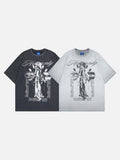 DAXUEN Oversized t-shirt with graphic print and acid-wash finish