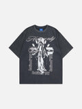DAXUEN Oversized t-shirt with graphic print and acid-wash finish