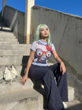 DAXUEN Hello Kitty graphic ruffle short-sleeved t-shirt — model photo