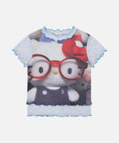 DAXUEN Hello Kitty graphic ruffle short-sleeved t-shirt