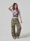DAXUEN Hello Kitty graphic ruffle short-sleeved t-shirt — model photo