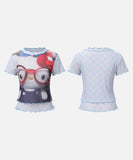 DAXUEN Hello Kitty graphic ruffle short-sleeved t-shirt
