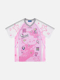 DAXUEN Hello Kitty graphic sports t-shirt with V-neck and raglan sleeves