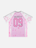 DAXUEN Hello Kitty graphic sports t-shirt with V-neck and raglan sleeves