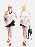DAXUEN Retro Graphic Mesh Football Shirt