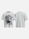 DAXUEN Oversized heather grey vintage graphic t-shirt