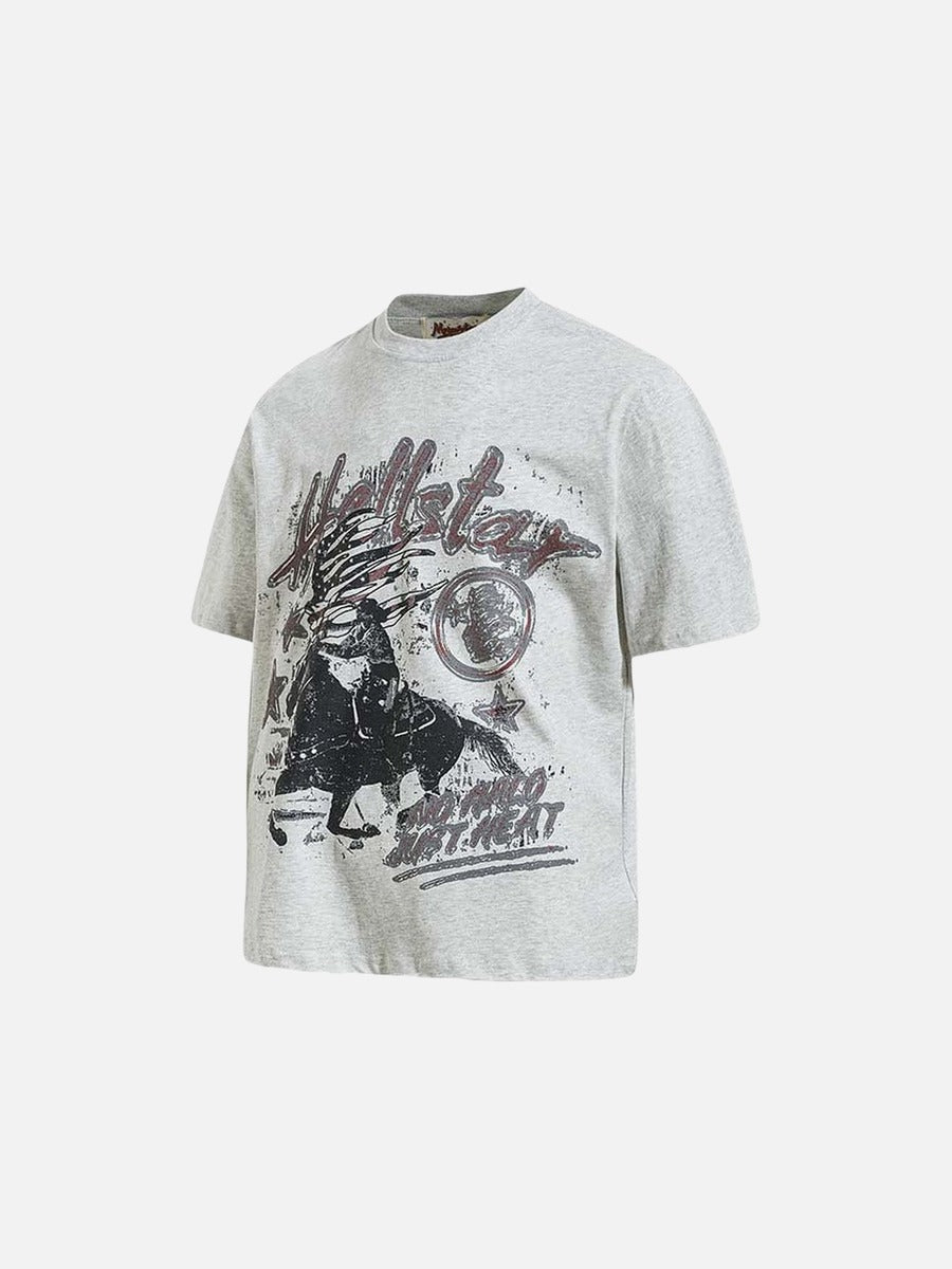 DAXUEN Oversized heather grey vintage graphic t-shirt