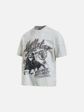 DAXUEN Oversized heather grey vintage graphic t-shirt