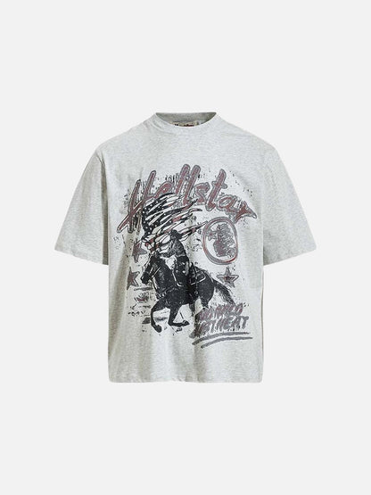 DAXUEN Oversized heather grey vintage graphic t-shirt