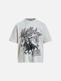 DAXUEN Oversized heather grey vintage graphic t-shirt