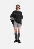 Distressed Charcoal Oversized Layered Tee