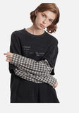 Distressed Charcoal Oversized Layered Tee