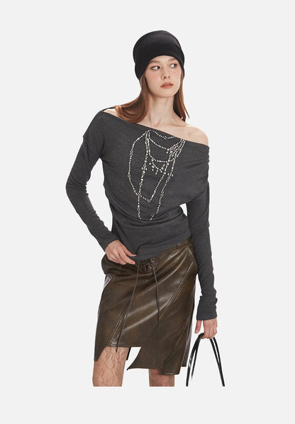 Distressed Charcoal Layered Tee with Plaid