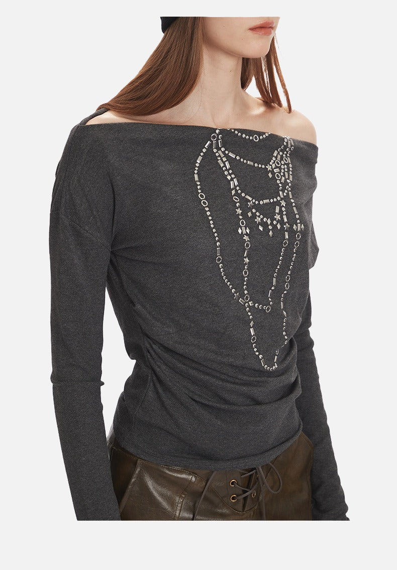 Distressed Charcoal Layered Tee with Plaid