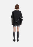 Distressed Charcoal Oversized Layered Tee