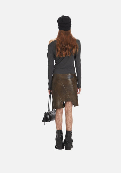 Distressed Charcoal Layered Tee with Plaid
