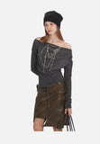 Distressed Charcoal Layered Tee with Plaid