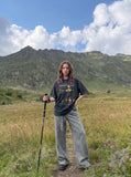 DAXUEN Oversized short-sleeved crew neck t-shirt with graphic print — model photo