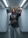 DAXUEN Oversized short-sleeved crew neck t-shirt with graphic print — model photo