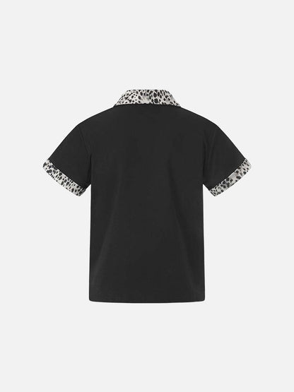 DAXUEN Short-sleeved quarter-zip polo shirt with animal print