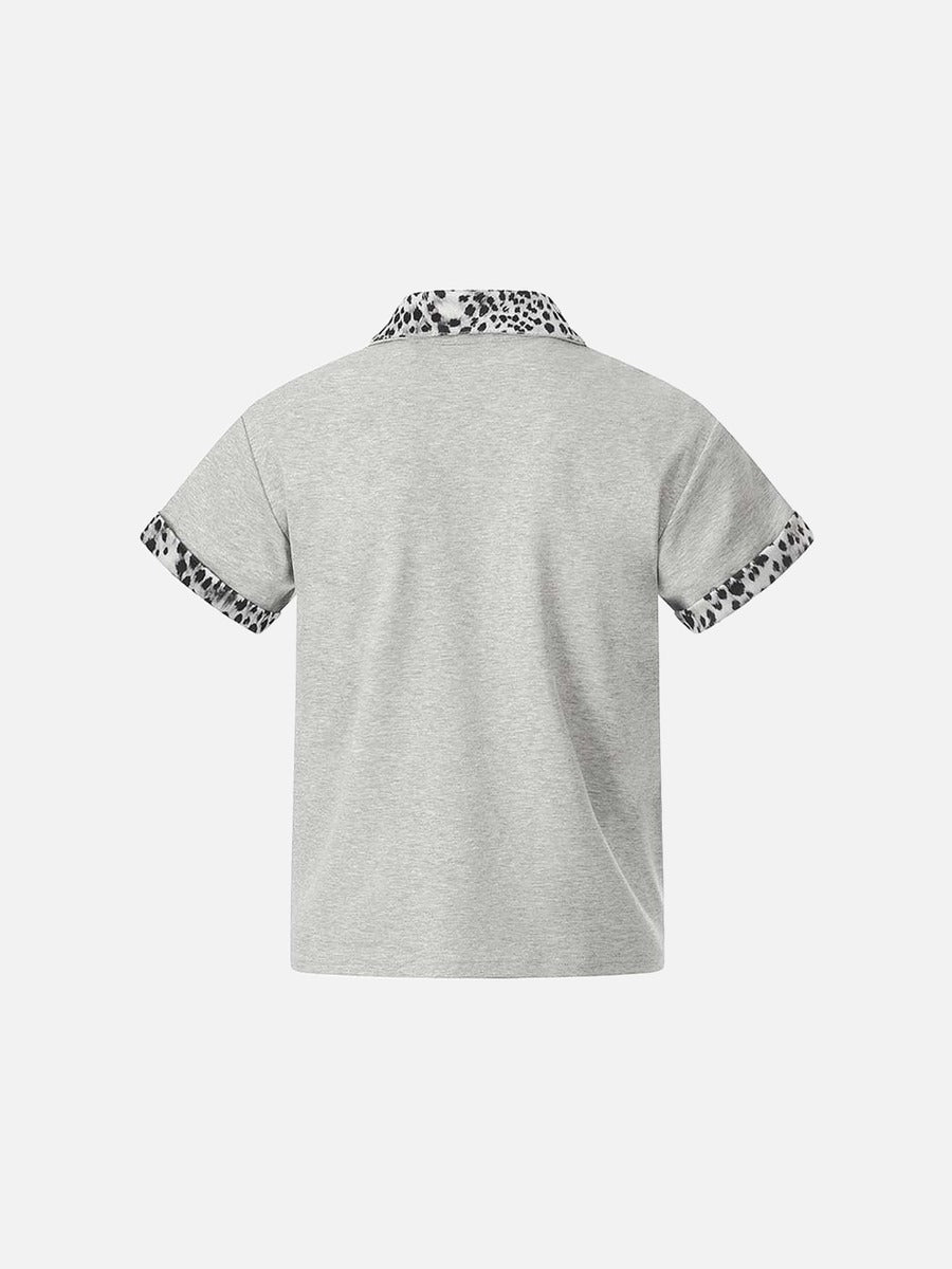 DAXUEN Short-sleeved quarter-zip polo shirt with animal print