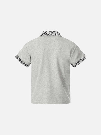 DAXUEN Short-sleeved quarter-zip polo shirt with animal print