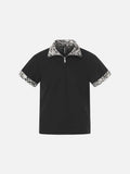 DAXUEN Short-sleeved quarter-zip polo shirt with animal print