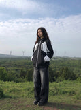 DAXUEN High-waisted oversized wide-leg jeans in faded wash — model photo