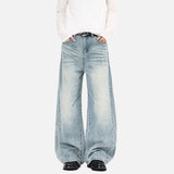 DAXUEN High-waisted oversized wide-leg jeans in faded wash