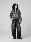 DAXUEN High-waisted oversized wide-leg jeans in faded wash — model photo