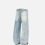 DAXUEN High-waisted oversized wide-leg jeans in faded wash