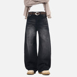 DAXUEN High-waisted oversized wide-leg jeans in faded wash