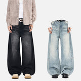 DAXUEN High-waisted oversized wide-leg jeans in faded wash