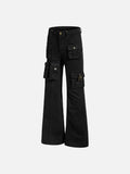DAXUEN High-waisted black cargo pants with flared legs