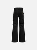 DAXUEN High-waisted black cargo pants with flared legs