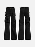 DAXUEN High-waisted black cargo pants with flared legs