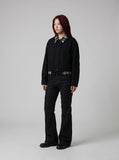 DAXUEN High-waisted black flared denim jeans — model photo
