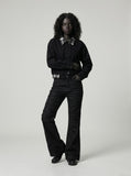 DAXUEN High-waisted black flared denim jeans — model photo