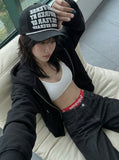 DAXUEN High-waisted black wide-leg jeans — model photo