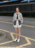 DAXUEN High-waisted star print lounge shorts — model photo
