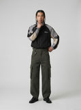 DAXUEN High-waisted wide-leg cargo pants in olive green — model photo