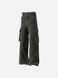 DAXUEN High-waisted wide-leg cargo pants in olive green