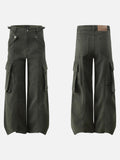 DAXUEN High-waisted wide-leg cargo pants in olive green